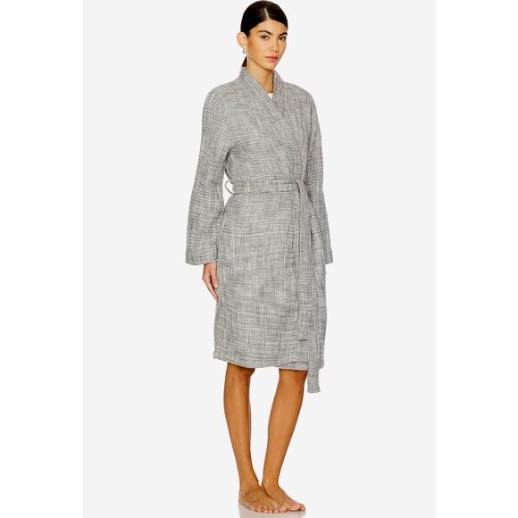 Parachute Gender Inclusive Waffle Knit Cotton Robe Gray Size Small Spa Bath EUC - Picture 1 of 16